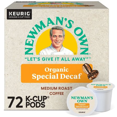Newman's Own Organics Special Decaf Coffee,  Medium Roast, 72 K-Cup Pods