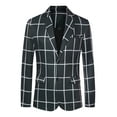 thumbnail image 5 of INSPIRE CHIC Plaid Blazers for Men's Contrasting Color Notch Lapel Two Button Sports Coat S Black, 5 of 5