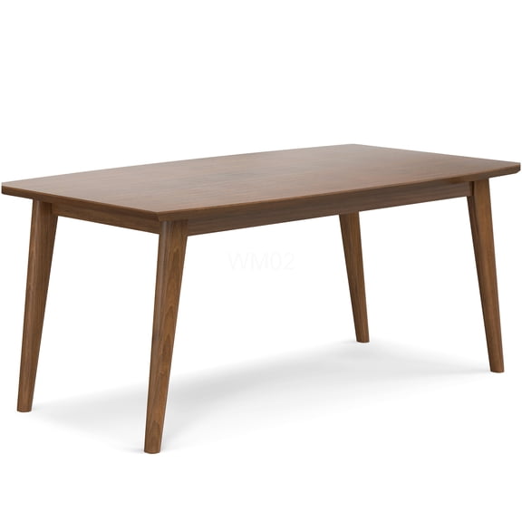 Walnut Dining Table, Dark Brown Mid Century Modern Wood Table for 6 Seater Dining Room