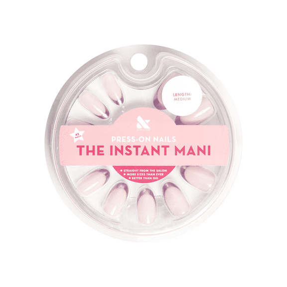 Olive and June Instant Mani Oval Medium Press-on Nails, Metallic French Lilac Shimmer / CCT Base