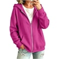 thumbnail image 2 of Oversized Zip Up Hoodie For Women Casual Long Sleeve Sweatshirts Fall Winter Track Jackets Hot Pink XL, 2 of 8