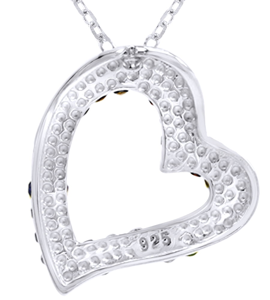 Jewel Zone Us Rainbow Crystal Heart Pendant Necklace In 14k White Gold Over Sterling Silver Walmart Com Walmart Com