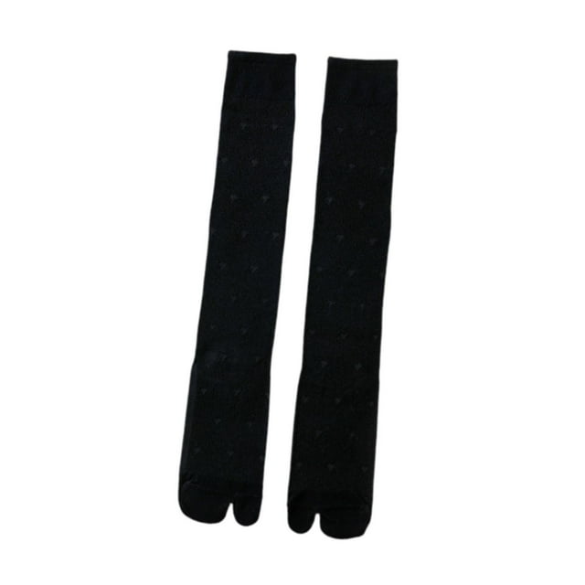 Calcetines de sandalia Tabi largos y finos de malla con dos dedos para chanclas femeninas. Negro