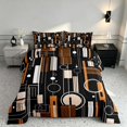 thumbnail image 2 of Manfei Contemporary Abstract Queen Comforter Set, Geometric Circle Rectangle Comforter Sets Queen, Brown and Black, Black Reversible 3pcs, 1 Comforter and 2 Pillowcases, 2 of 6