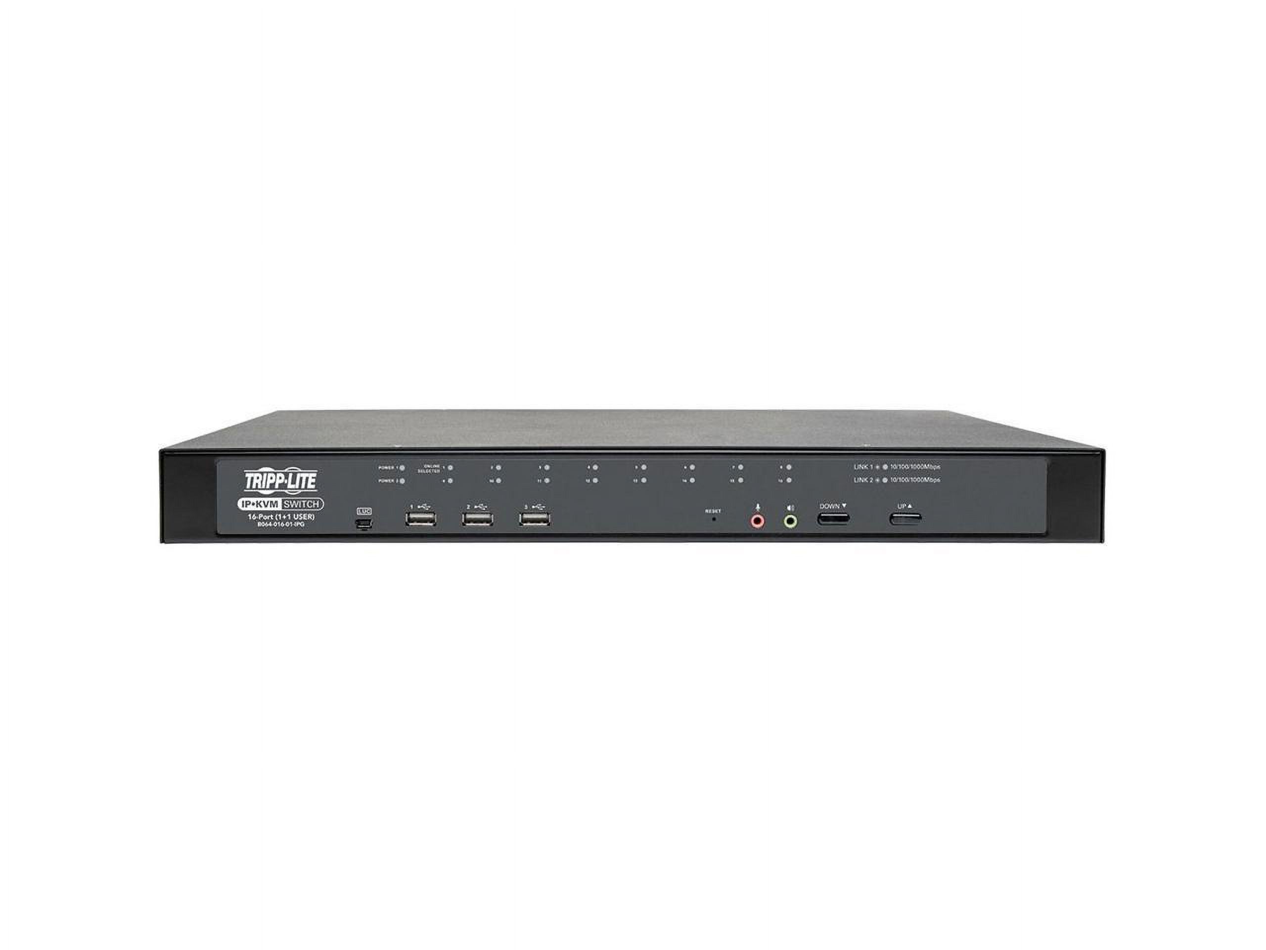 Tripp Lite 16-Port Cat5 KVM over IP Switch with Virtual Media - 1 Local & 1 Remote User, 1U Rack-Mount, TAA - KVM switch - 16 x KVM port(s) - 1 local user - 2 IP users - rack-mountable - government GSA - TAA Compliant - image 2 of 5