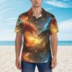 thumbnail image 2 of Fotbe Red And Blue Fire Dragon B Camisa Hawaiana para Hombre Unisex – Camisa Casual de Verano con Botones de Manga Corta de Algodón y Lino,Large, 2 of 7