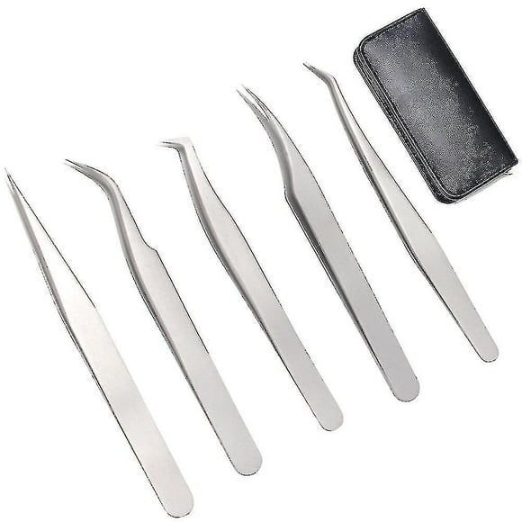 Professional Eyelash Tweezers Set Of 2 Stainless Steel Eyelash Tweezers For Eyelash Extensions And N