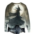 thumbnail image 4 of Delliss Women's Halloween Print Long Sleeve Crew Neck Pullover Basic Casual Top Dark Gray XXL, 4 of 6
