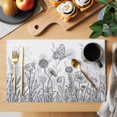 thumbnail image 2 of Grey Wildflowers Placemats Set of 8, Modern Spring Floral Butterfly Plant Placemats for Dining Table, Place Mats for Kitchen Tabletop, Waterproof Wipeable Dining Table Mats Set, 2 of 9