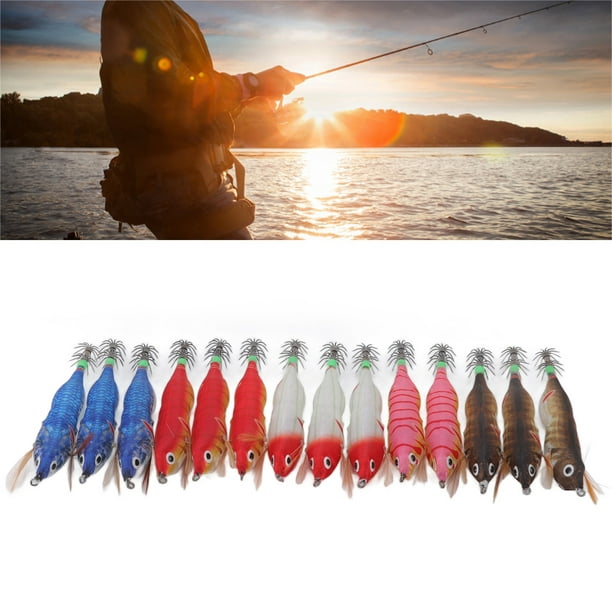 Luminous Fishing Lures, Double Row Hook Wood Shrimp Bait Higher Strength  Bearing Effect LED For River 