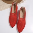 thumbnail image 4 of Women's Pointed Toe Penny Loafers Dressy Ballet Flats Knit Mesh Slip-on Shoes Comfortable Lightweight Red 5, 4 of 9