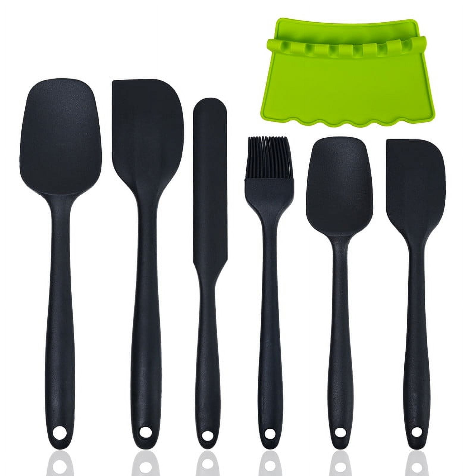 KSENDALO Silicone Spatula with Rest Holder Set of 7, Heat Resistant BPA-Free Food Safe Kitchen Baking Utensils, One Piece