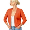 thumbnail image 5 of URBAN DAIZY Women's Classic 3/4 Sleeve Crop Bolero Cardigan Open Front Cropped Shrugs Knit Sweater A09_620 Rust 1XL, 5 of 7