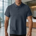 thumbnail image 6 of Men's Business Casual Polo Shirt, Waffle Knit Short Sleeve Breathable Top for office & Summer Size M-4XL Army Green, 6 of 8