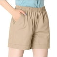thumbnail image 2 of OKBOP Women Plus Shorts Clearance Under $10 Yellow Straight-Leg Sports Activewear Elastic Waist Active Fit Shorts, 2 of 4