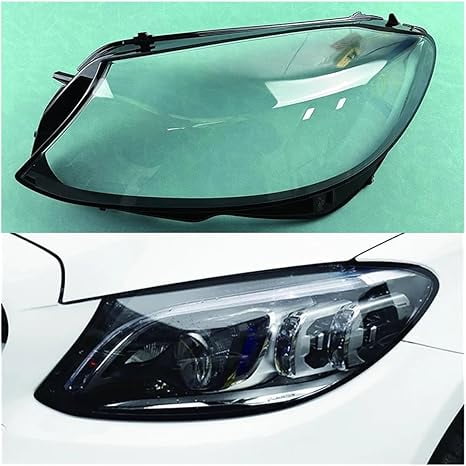 Applicable to Compatible For Benz C-Class W205 C180 C260L C280 C300 2019 2020 2021 Car Front Headlight Lens Cover Auto Case Headlamp Glass Lampshade(Right)