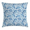thumbnail image 1 of Paisley Decor Throw Pillow Cushion Cover, Mediterrian Themed Design with Water Color Hand Drawn Flowers and Leaves, Decorative Square Accent Pillow Case, 16 X 16 Inches, Blue and White, by Ambesonne, 1 of 2