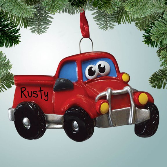 Pick-up Truck Toy with Eyes - Personalized Christmas Ornament - Perfect Stocking Stuffer - Great Gift Ideas