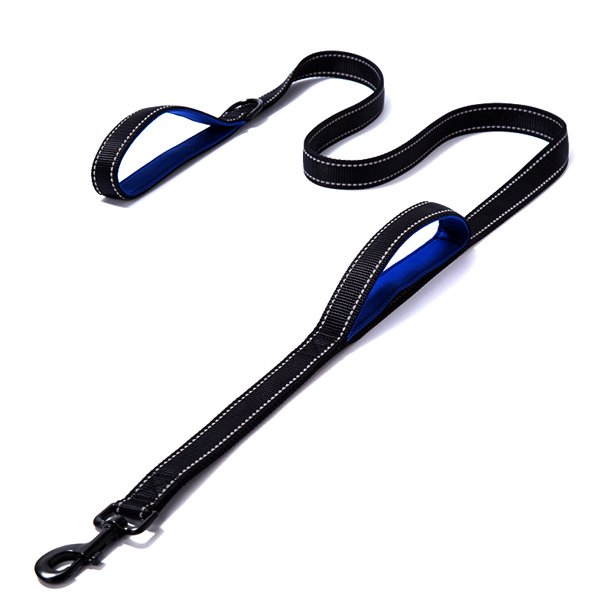 Heavy-Duty Nylon Dog Leash with Double Handles & Padded Grip for Training