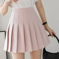 thumbnail image 5 of Women Tennis School Uniform High Waist Pleated Skirt Side Zipper Solid Color A Line Ruffle Short Skirts for Schoolgirl, 5 of 8