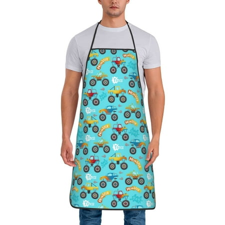

Zeuib Cartoon Monster Truck Print Unisex Waterproof Aprons Cooking Aprons for Kitchen Gardening and Salon Water & Oil Resistant