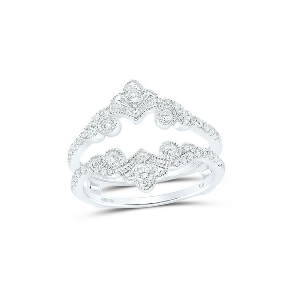 10kt White Gold Womens Round Diamond Wrap Enhancer Wedding Band 1/2 Cttw