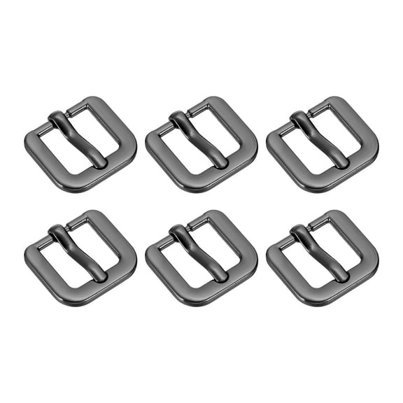 Metal Roller Buckle, 6Pack 0.63 Inch Single Prong Belt Buckle Square Replacement Bar Buckles for Leather Craft Accessories Belt, Metallic Black