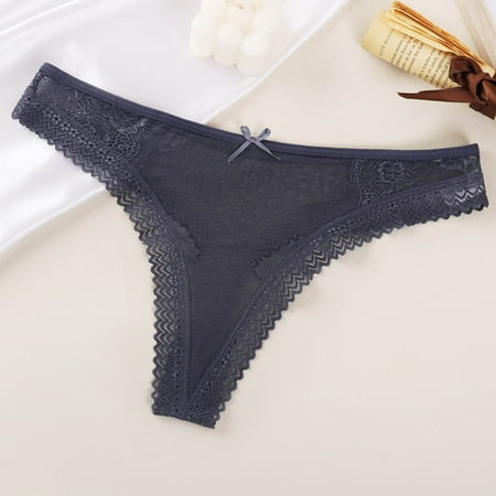 Price Slash: Panty Pack  Bragas de Mujer  Women Sexy Lace Underwear Comfortable And Slim Hollowed Out Solid Panties Briefs SOPATENOR Blue M