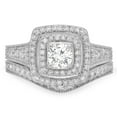 thumbnail image 3 of Dazzlingrock Collection 1.10 Carat (ctw) 14K Round White Diamond Ladies Bridal Halo Engagement Ring Set, White Gold, Size 9.5, 3 of 4