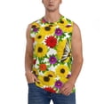 thumbnail image 2 of Lsque Tiger Swallowtail On Flowers Print Men's Cotton Blend Sleeveless Muscle Shirts (S-3XL)- Moisture Wicking, Odor Protection, UPF 30+,3X-Large, 2 of 8
