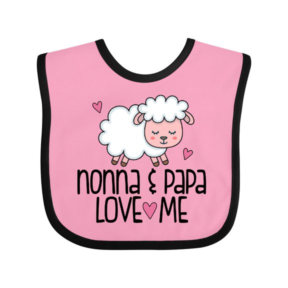 Inktastic Nonna and Papa Grandchild Lamb Boys or Girls Baby Bib