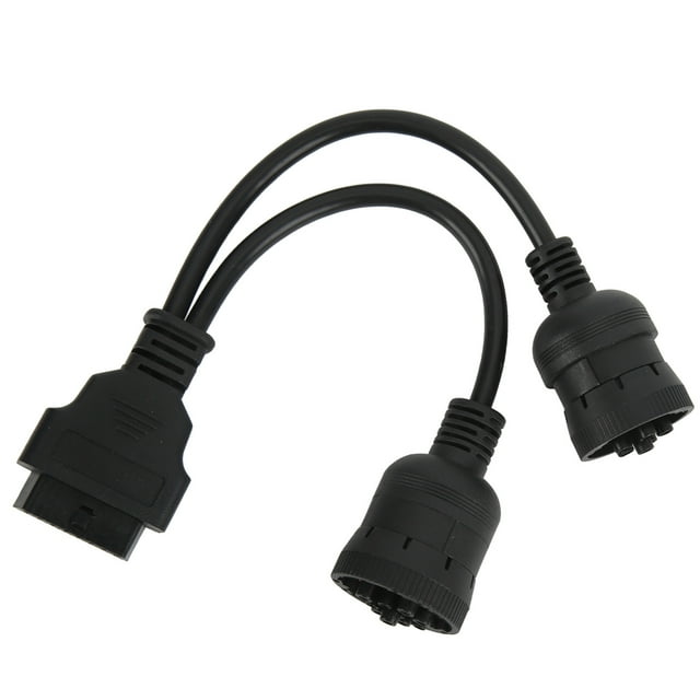 9 Pin 6 Pin To 16 Pin OBD2 Adapter, Professional Practical 30cm Long Stable High Toughness Diagnostic Y Cable For Diesel Trucks Buses Trailers