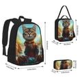 thumbnail image 2 of Pofeuu Riverside Meditating Cat Print Backpack Travel Backpacks With Lunch Bag Pencil Bag Set 3 pcs Set Cartoon Backpack, 2 of 7
