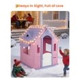 thumbnail image 4 of Casa de juegos de 49'' para niños – Interior y exterior, canasta de baloncesto y juego de aros, cabaña infantil, ideal para jardín o patio – Espaciosa y segura – Para 2-8 años – Color rosa y púrpura, 4 of 7