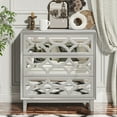 thumbnail image 2 of COZAYH Modern Contemporary Dresser, 3-Drawer Front Mirror Nightstand, for Bedroom, Living Room, Entryway, Light Gray, 2 of 7