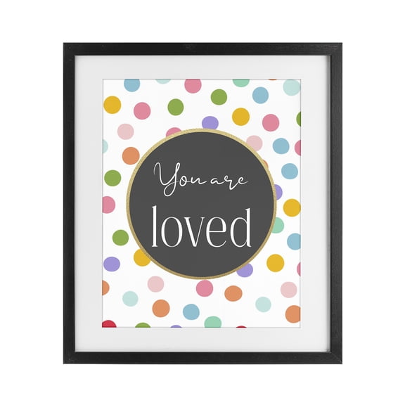 Stupell Industries Eclectic You Are Loved Polka Dots Black Framed Print Under Glass, 13 x 16, by Christine Simpson Art