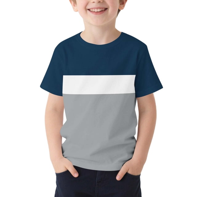 T-Shirt pour Enfants, Manches Courtes à Col Rond avec Motif Imprimé, Haut de Sport Décontracté pour Garçons et Filles 2-13 Ans