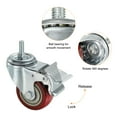 thumbnail image 4 of Unique Bargains 3 Inch Swivel Threaded Stem Casters 3/8'-16UNC Thread PU Caster Wheel with Brake 88lbs Load, Red 4pcs, 4 of 5
