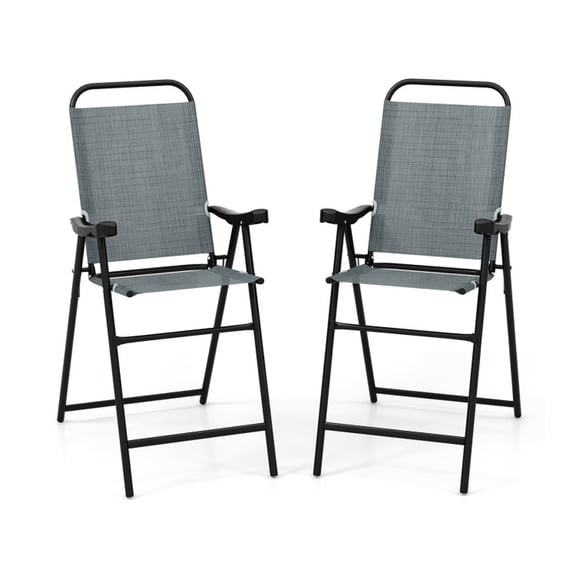 Biotree Set of 2 Patio Folding Bar Stools with Metal Frame and Footrest, Blue - Outdoor Patio Bar Height Chair with Footrest
