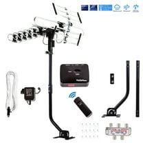 Five Star Long-Range Outdoor TV Antenna, 200 Miles Reception, 360° Rotation, Built-in Amplifier, Dual TV Support, J-Pole & Extension Pole
