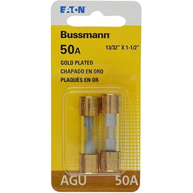 Bussmann BP/AGU-60GP-RP Gold Plated 60 Amp AGU Fuse, Fast Acting Glass Tube, Pack Of 2