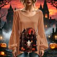 thumbnail image 6 of Halloween Shirts for Women Spooky Ghost Graphic Tunic Tops Long Balloon Sleeve Loose Casual Fall Blouses Holiday Party Costumes Apparel, 6 of 6