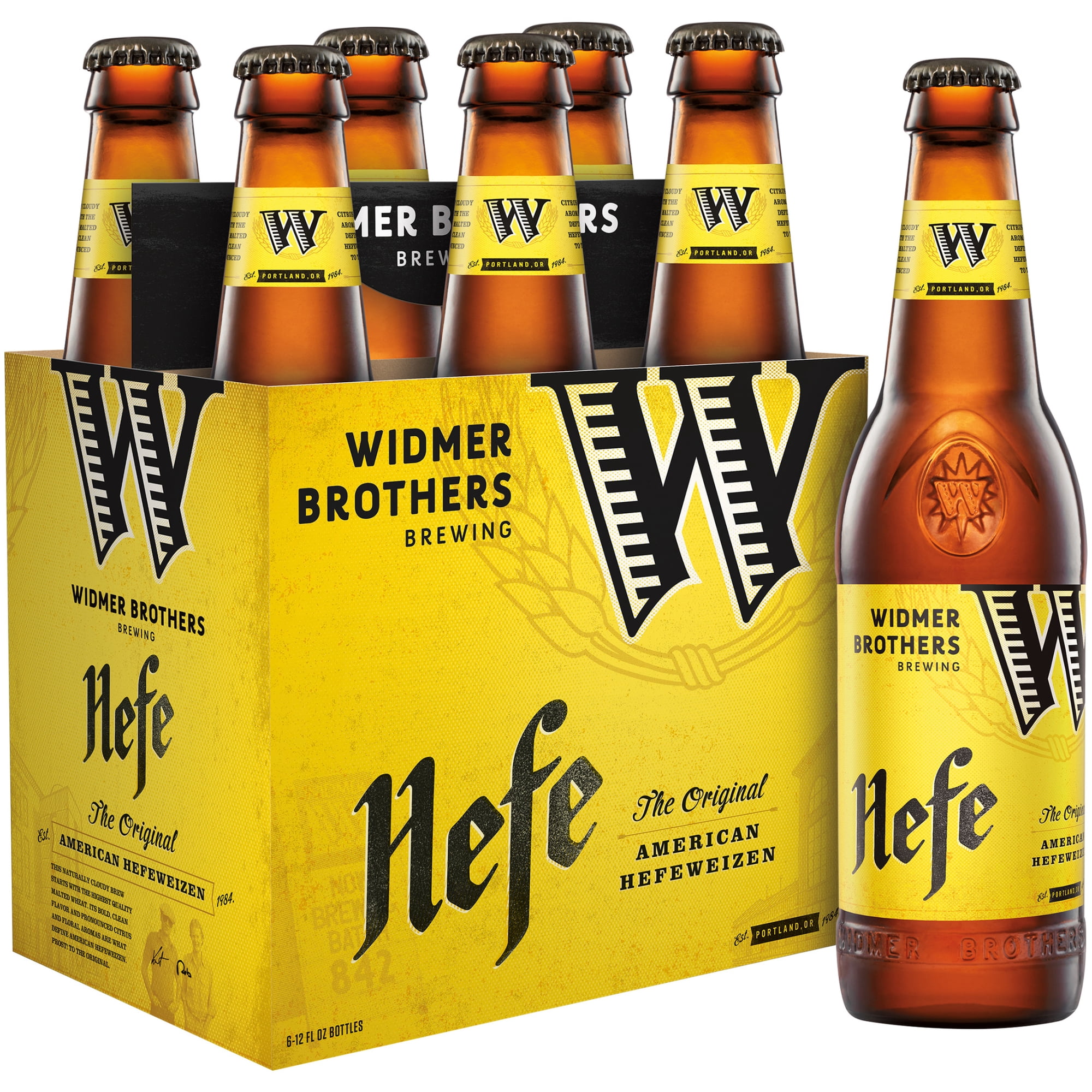 Widmer Brothers Hefe, American Hefeweizen Style Craft Beer, 6 Pack 12 fl oz Glass Bottles, 4.9% ABV