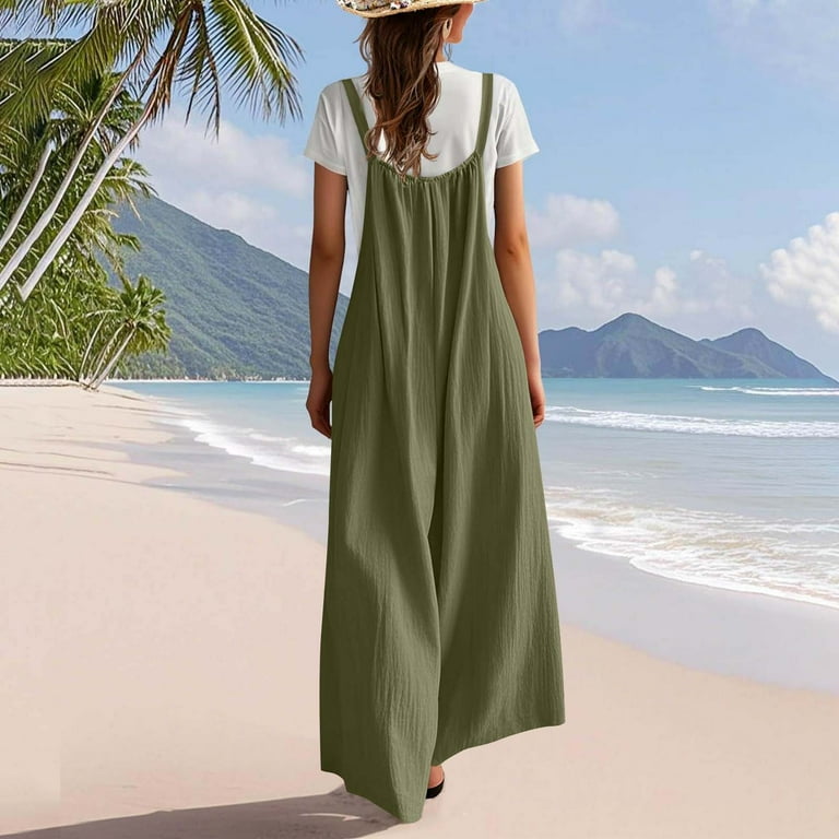 Zunfeo Women's Loose Palazzo Jumpsuit- High Waist, Wide-Leg