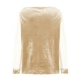 thumbnail image 5 of Qulqfy Women Tops Cowl Neck Velvet Mesh Beige Long Sleeve Shirts Tunic Elegant Blouses Spring Tops for Women L, 5 of 8