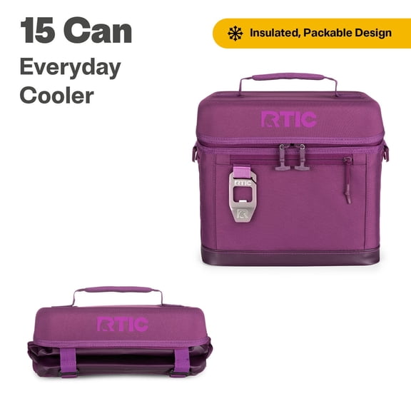 RTIC 15 Can Everyday Soft Cooler, 16 qt Collapsible with Bottle Opener, Berry Jam