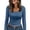 Blue, variant on Kamentoy Women's Long Sleeve Crop Tops Ribbed Knit Y2k Scoop Neck Slim Fit Basic Going Out Shirts For Fall Everyday Wear
