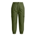 thumbnail image 5 of Hurxie Cargo Capri Pants for Women High Waisted Elastic Knit Waist Casual Capris Trousers Cropped Pants Army Green,2XL, 5 of 8