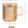 thumbnail image 5 of Iridescent Glass Coffee Mugs Set Of 2-340ml Ribbed Coffee Glasses Tea Cups With Lid, 5 of 5