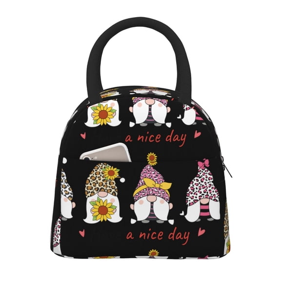 Vsdgher Insulated Lunch Bag Simple Bento Cooler Bag Lunch Tote Bag , Suitable for picnics, school, work (Have a Nice Day Print )